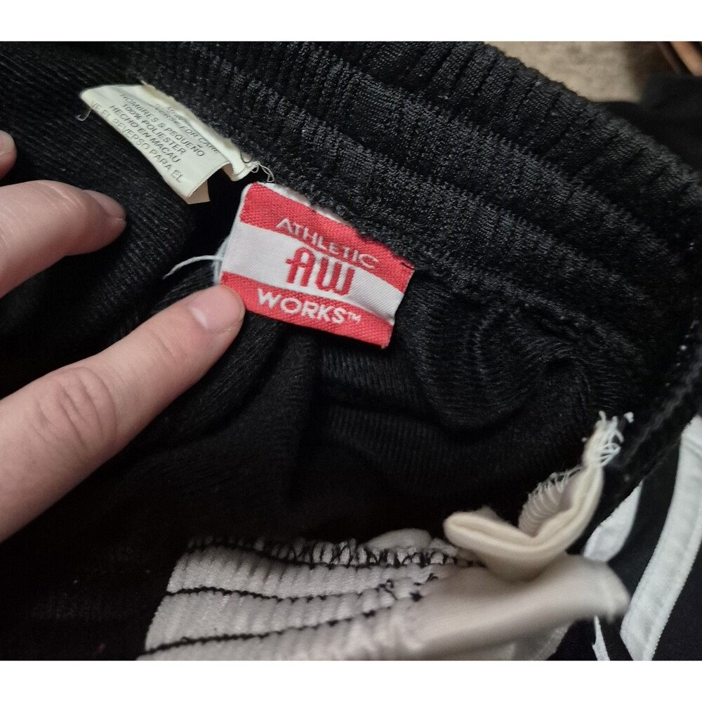 Vintage 90s/00s Athletic Works Black And White Snap Up Track Sports Pants Large - Picture 2 of 16